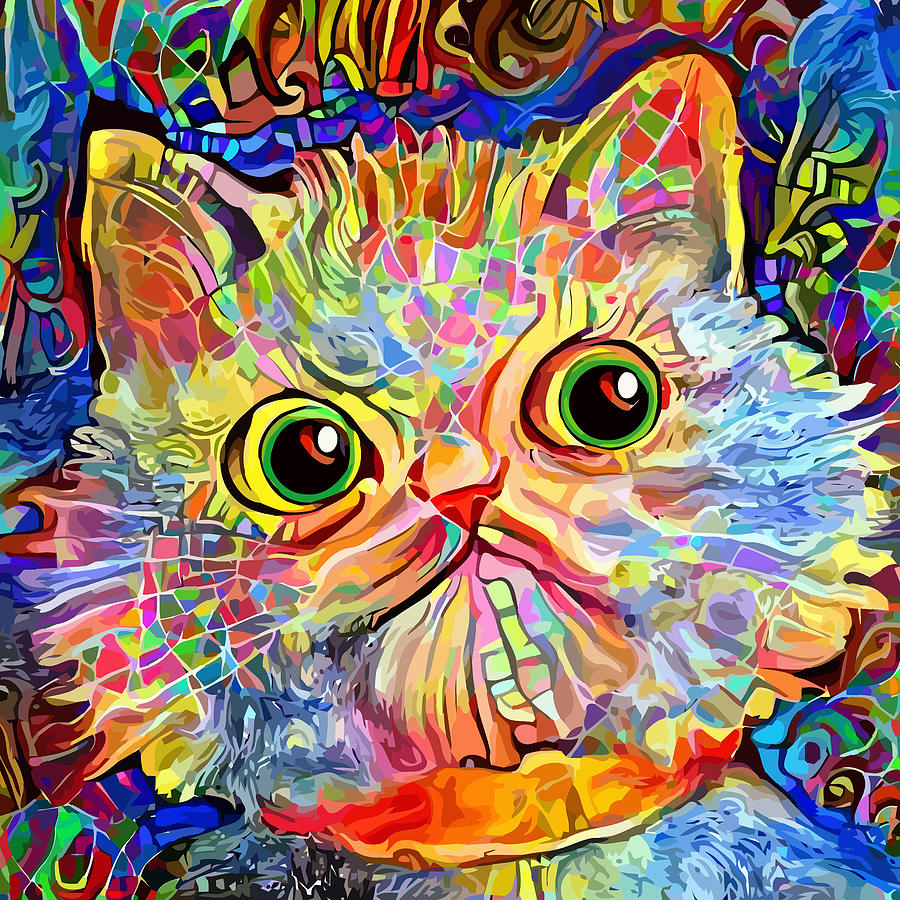 Impressionist Colorful Grumpy Cat Digital Art by Sambel Pedes