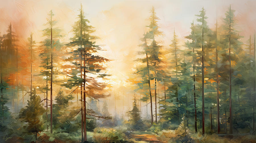 Impressionist Pines Painting by Lourry Legarde