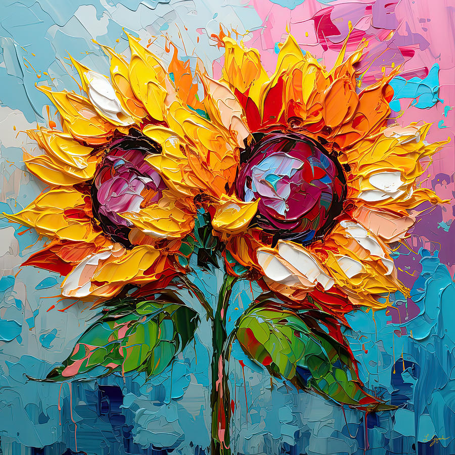 Impressionist Sunflowers Digital Art by Lourry Legarde