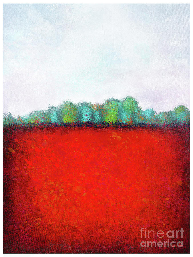 Impressionist Trees Painting RED Digital Art by Kim Niles