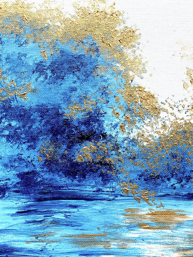 Impressionistic Blue and Gold Painting by Masha Batkova