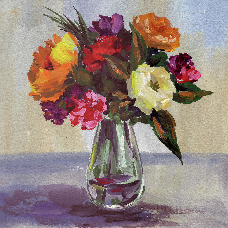 Impressionistic Bouquet Gouache Painting  Painting by Irina Sztukowski
