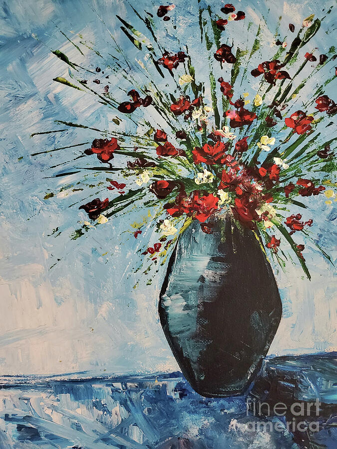 Impressionistic Posies in Vase Sculpture by Zan Savage Impressionistic Posies in Vase Sculpture by Zan Savage