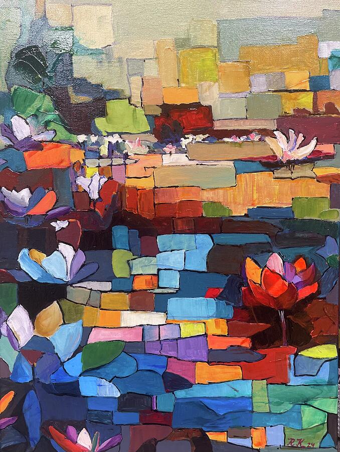 Impressionistic water lilies 1 Painting by Ray Khalife