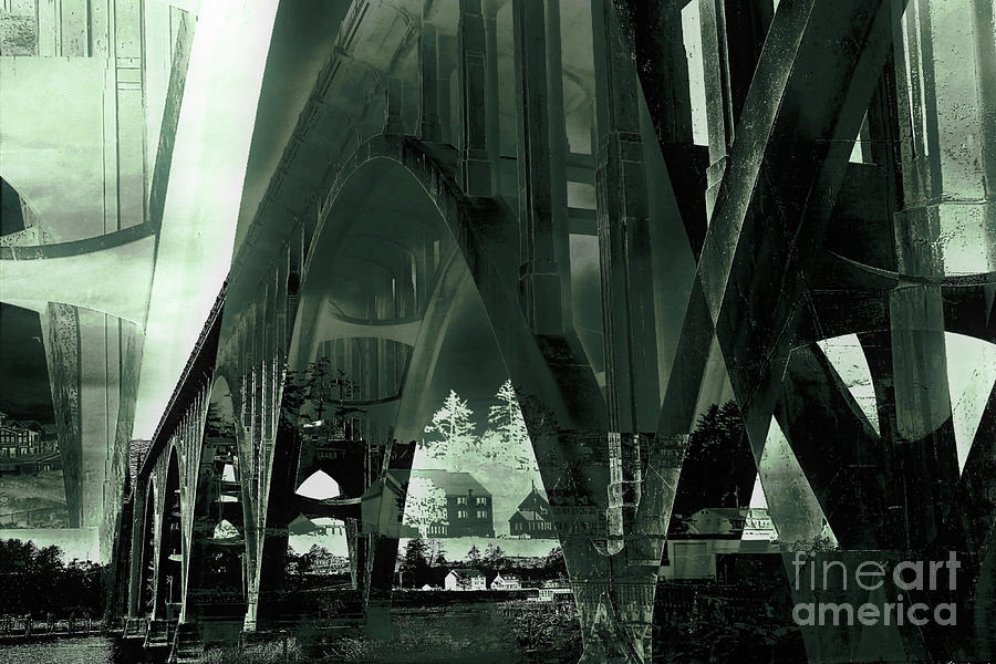 Impressionistic Yaquina Bridge Digital Art by Sheila Ping
