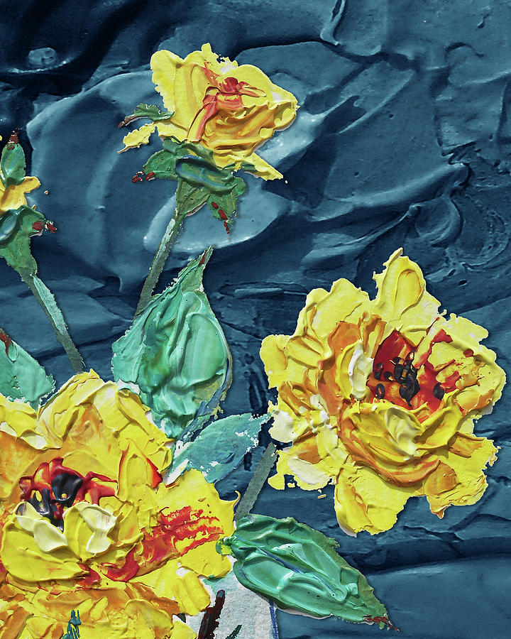 Impressionistic Yellow Roses  Painting by Irina Sztukowski