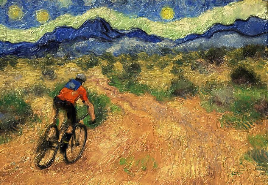 Impressions 10 Desert Biking Digital Art by David Luebbert