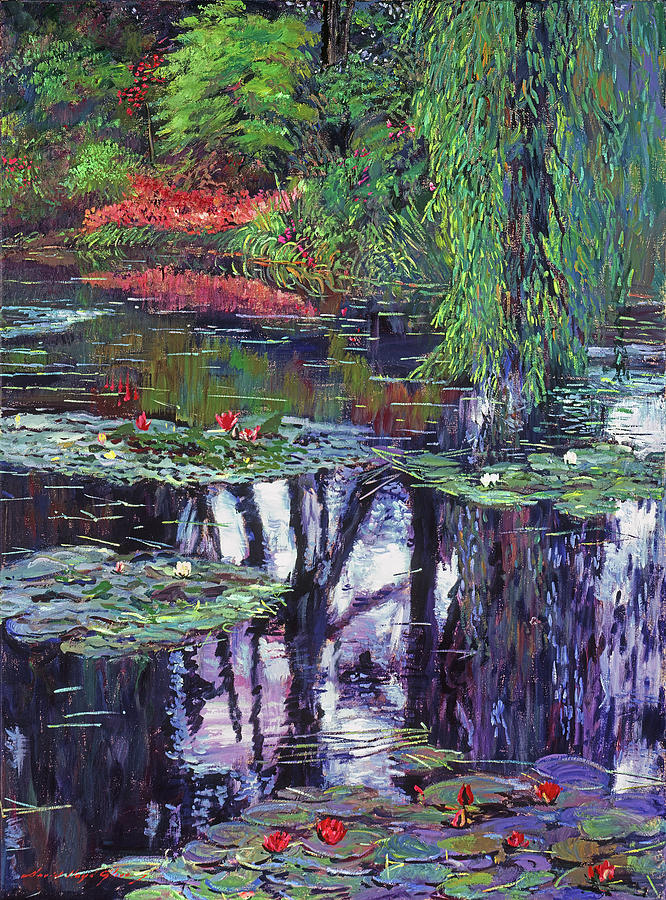 Impressions Of Giverny Pond Reflections Painting by David Lloyd Glover
