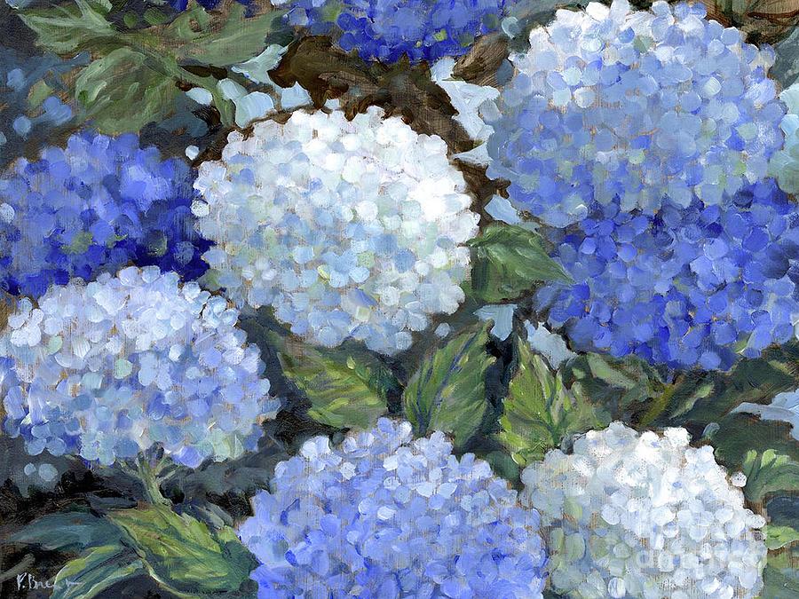 Flower Painting - Impressions of Hydrangeas Horizontal by Paul Brent