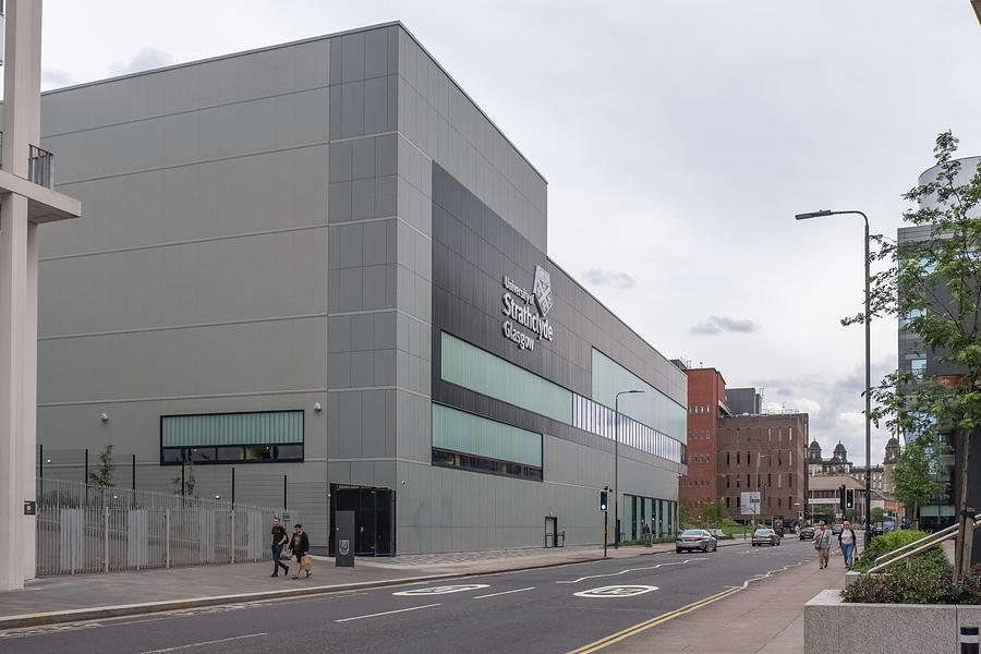 Impressive modern architecture looking down Thistle Street Glasgow to ...