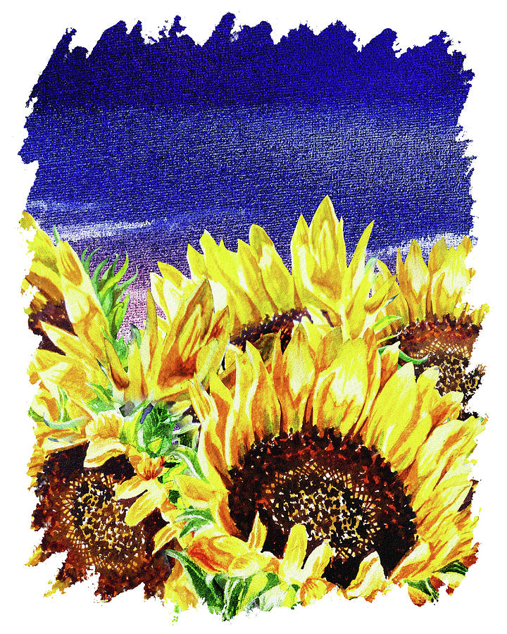 Impulse Of Nature Watercolor Sunflowers Free Brush Strokes Vi Painting