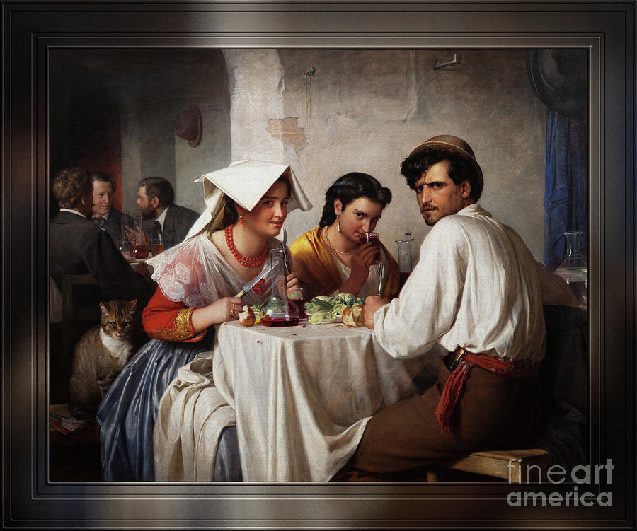 In a Roman Osteria by Carl Heinrich Bloch Classical Fine Art Old Masters Reproduction Painting by Rolando Burbon