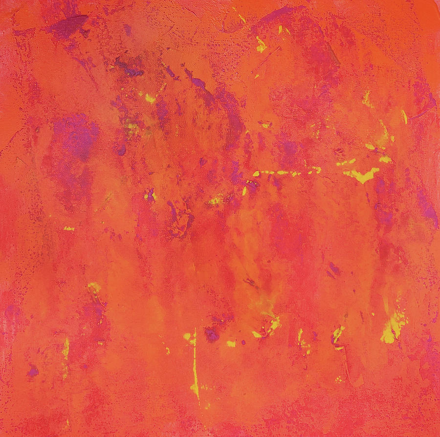 IN A SUNBURNT COUNTRY Abstract In Red Yellow Purple Orange Monochromatic Painting by Lynnie Lang