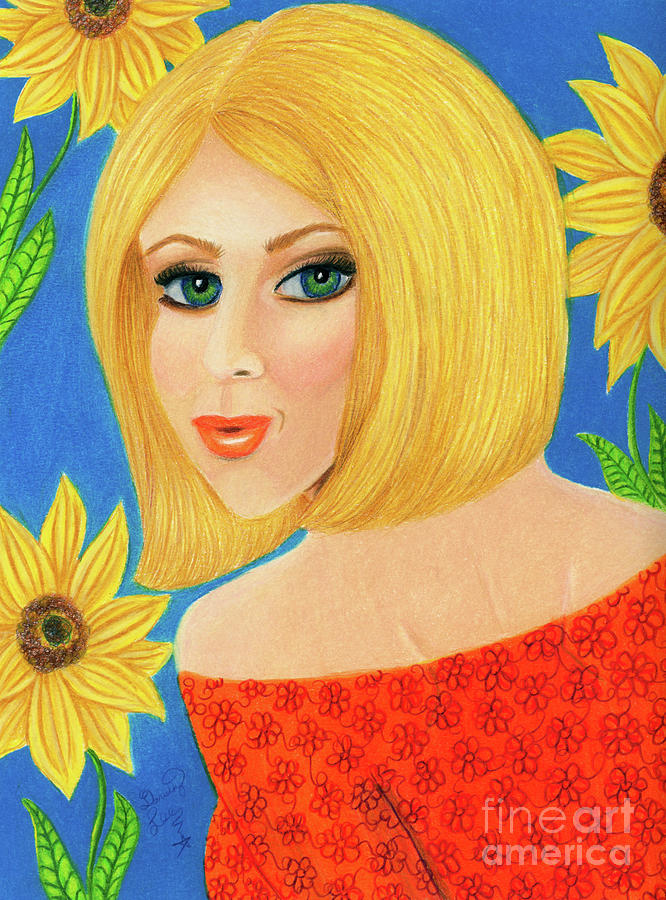 In A Sunflower Garden Painting by Dorothy Lee