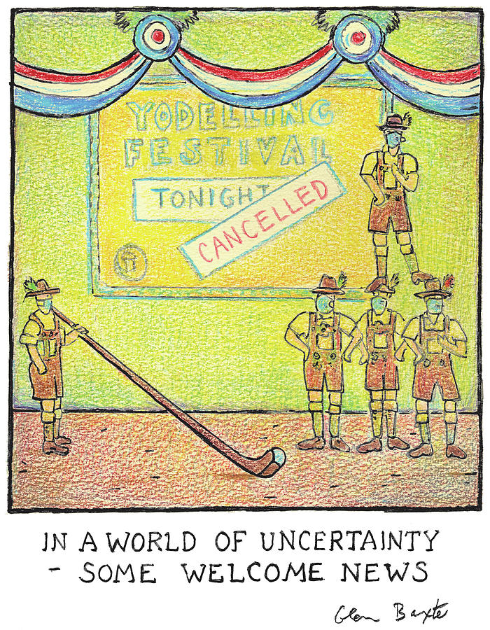 In A World Of Uncertainty Drawing by Glen Baxter