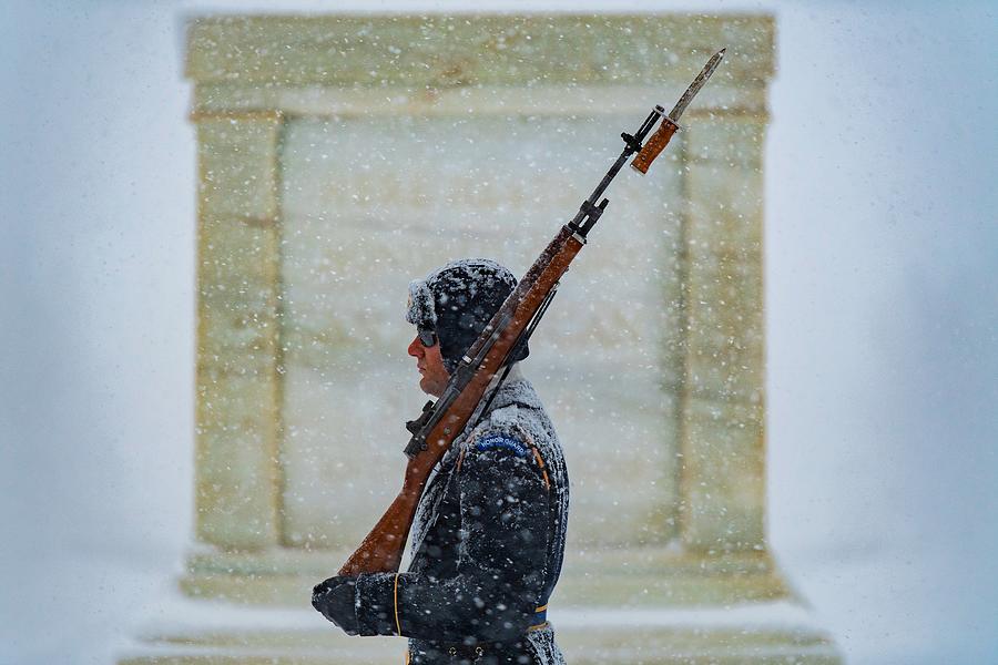 Winter Photograph - In All Kinds of Weather - The Sacred Duty by US Army Elisabeth Fraser