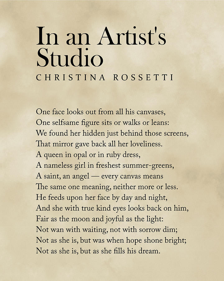 In An Artists Studio - Christina Rossetti Poem - Literature - Typography Print 2 - Vintage Digital Art