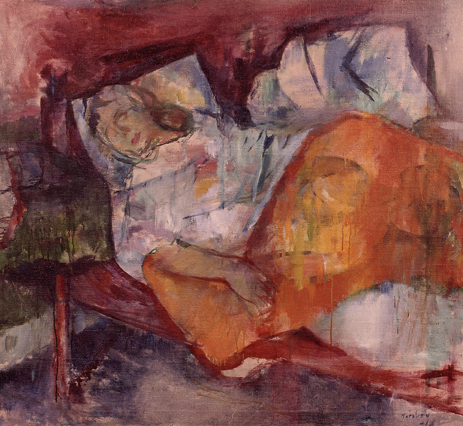 In bed, 1914 Painting by O Vaering by Ludvig Karsten