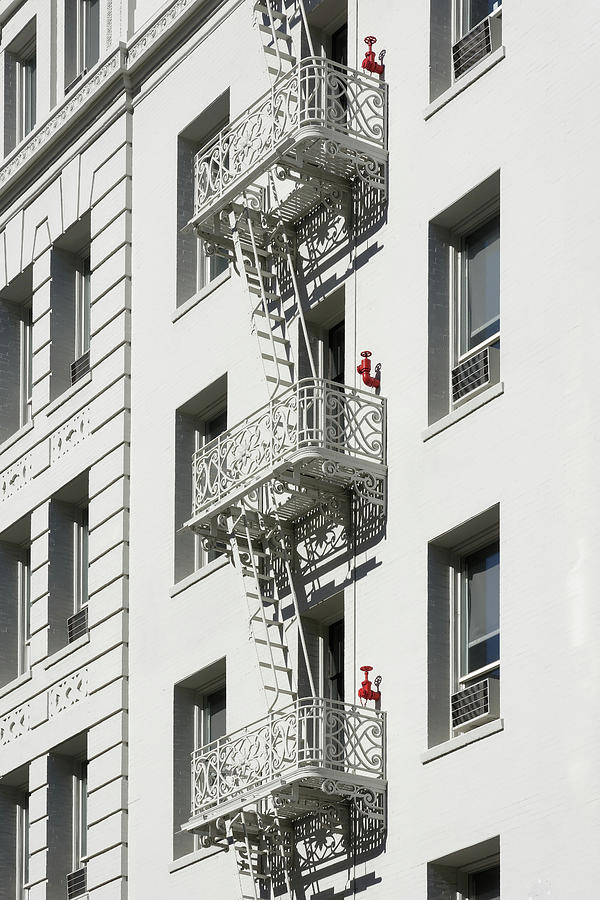 In Case of Fire -- Fire Valves and Fire Escape in San Francisco, California Photograph by Darin Volpe