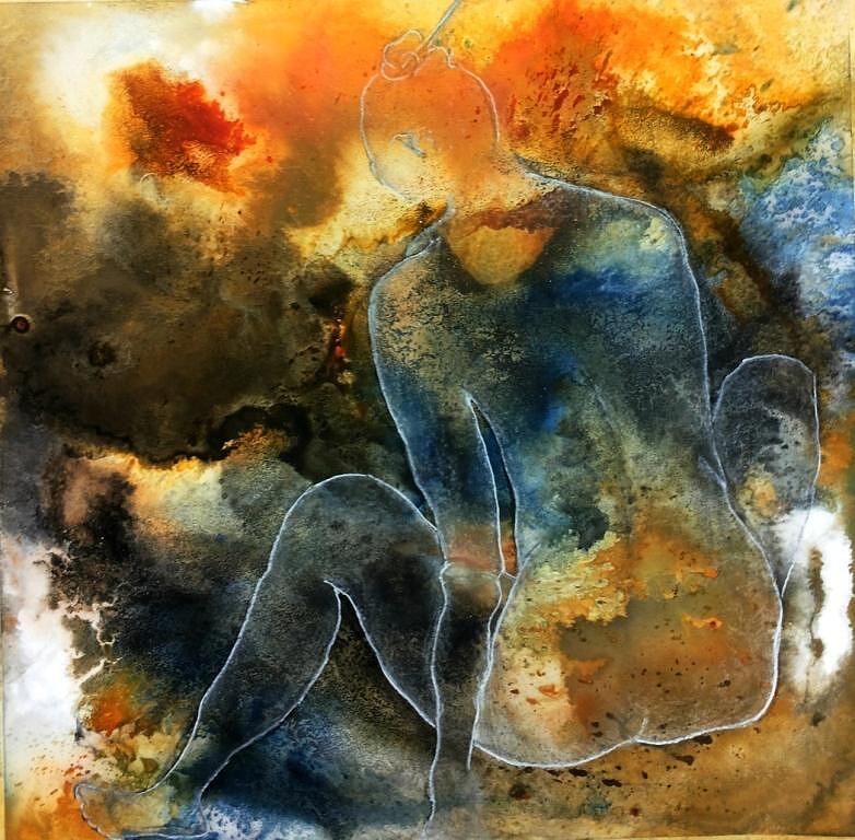 Abstract Mixed Media - in den Wolken by Brigitte Willener