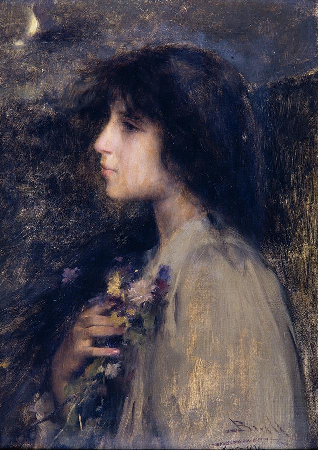In Dream. Oil. Painting by Joan Brull -1863-1912- In Dream. Oil. Painting by Joan Brull -1863-1912-