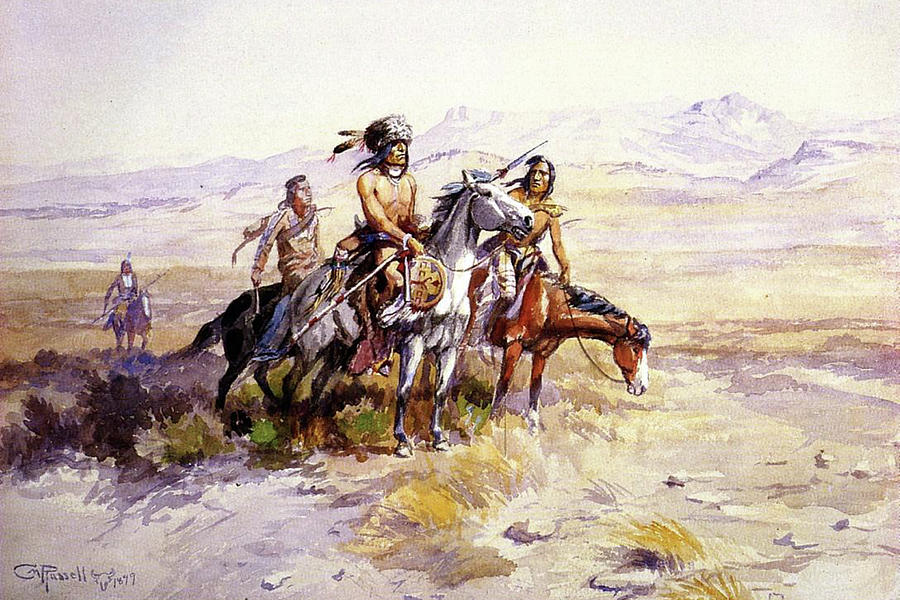 Horse Painting - In Enemy Country by Charles M Russell