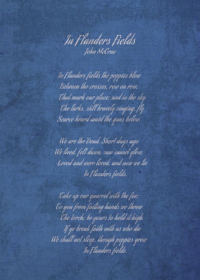 In Flanders Fields by John McCrae Poem Classic Poetry on Old Canvas ...