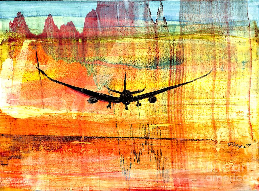In Flight Airplane Painting Painting by Patty Donoghue