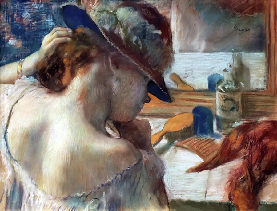In Front Of The Mirror By Edgar Degas Painting