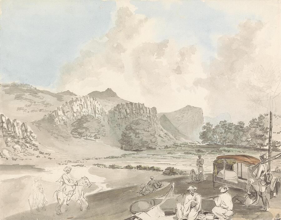 Mountain Painting - In India on the March by Samuel Davis English