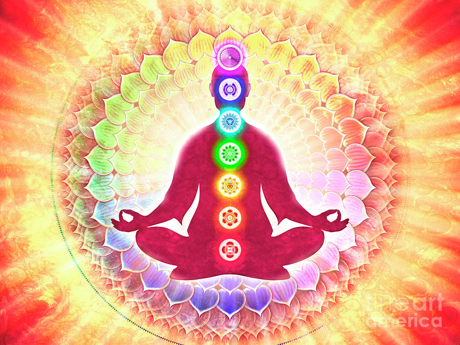 In Meditation With Chakras - Harmonizing Energy Digital Art by