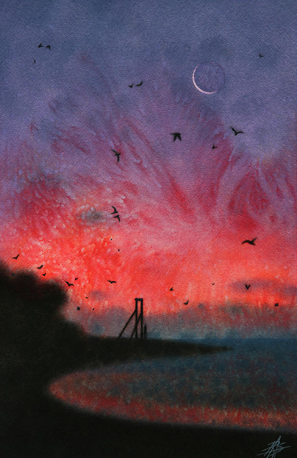 Sunset Painting - In Memory of Sea Turtles by Robin Street-Morris
