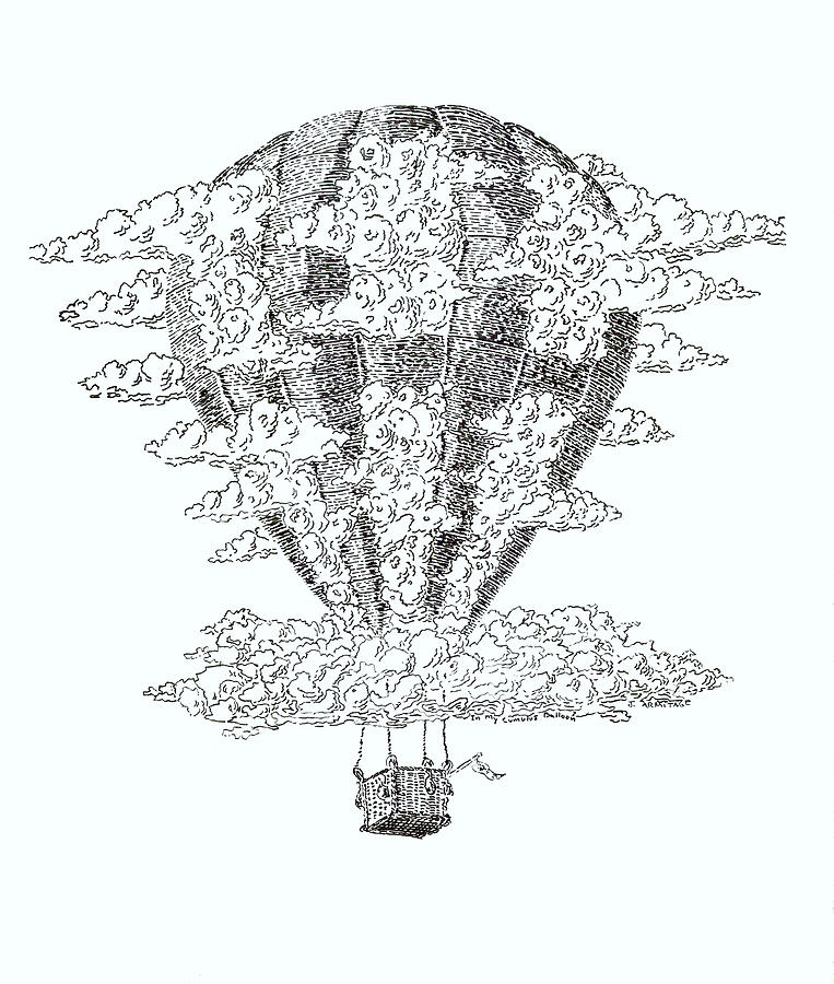 In My Cumulous Balloon Drawing by Jenny Armitage