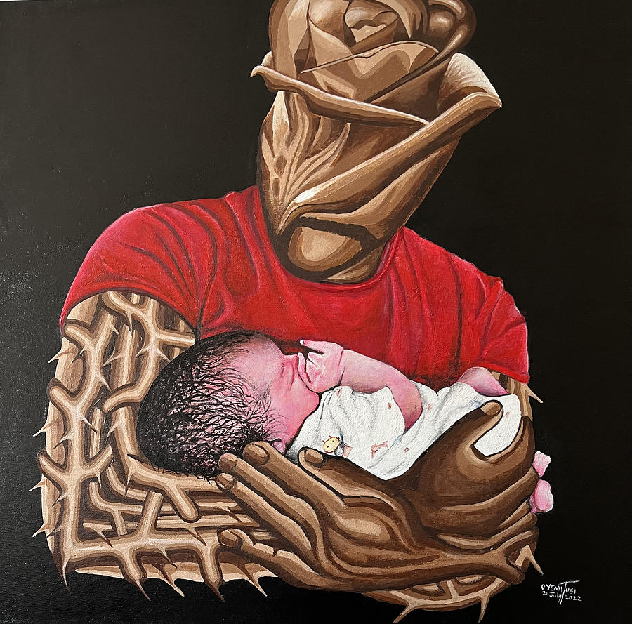 In My Fathers Arms Painting by O Yemi Tubi