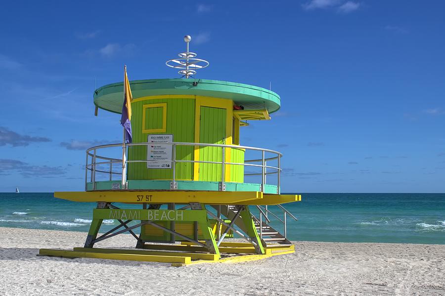 Miami Photograph - In Orbit - Miami Beach Lifeguard Station by Chrystyne Novack