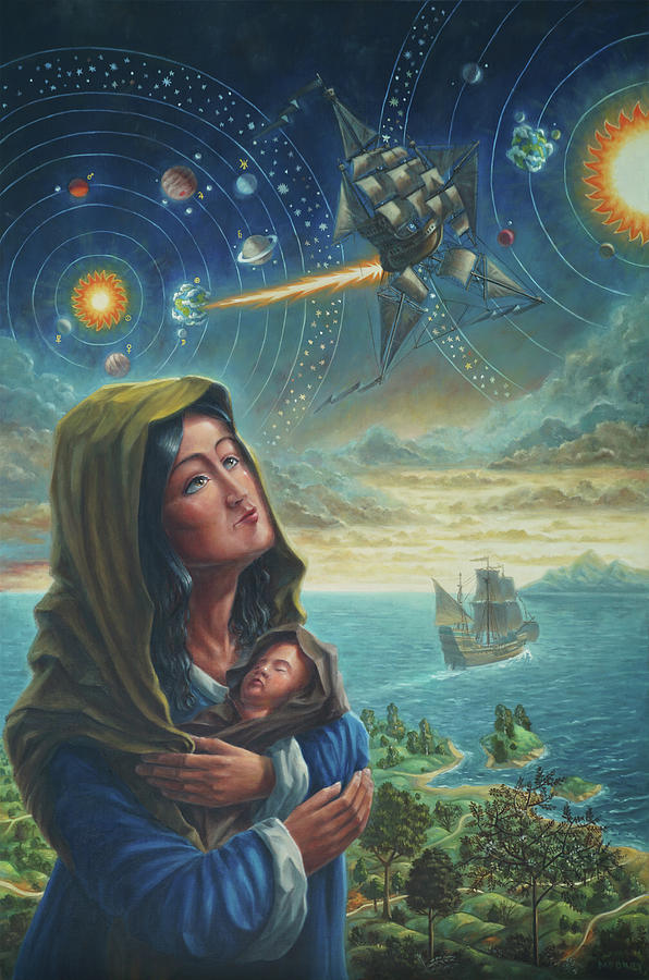In search of a new world across the sea of time and space Painting by Martin Davey
