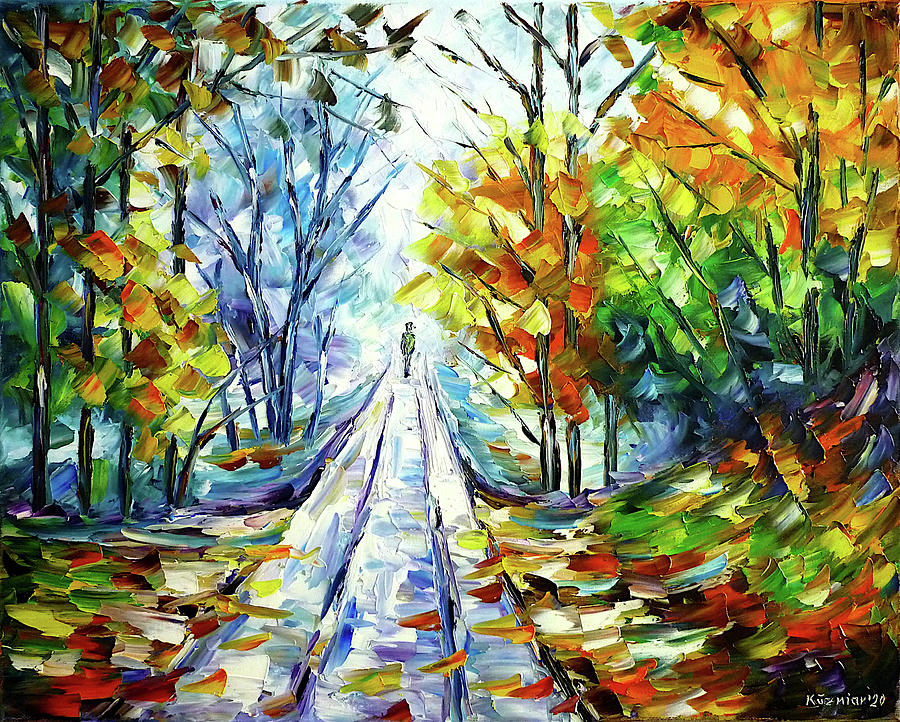 In The Autumn Mist Painting by Mirek Kuzniar