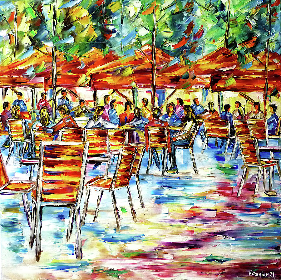 Cafe in the Jardin des Tuileries Painting by Mirek Kuzniar