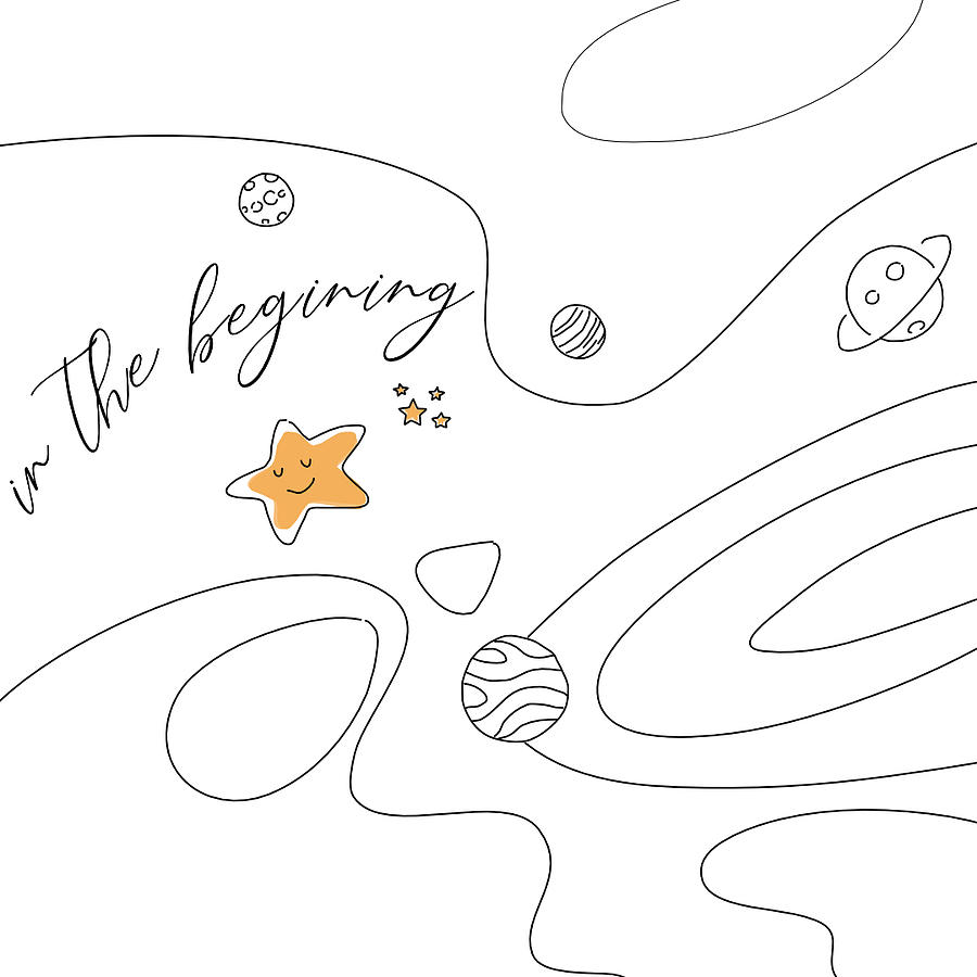 In The Beginning Drawing by J Lyn Simpson