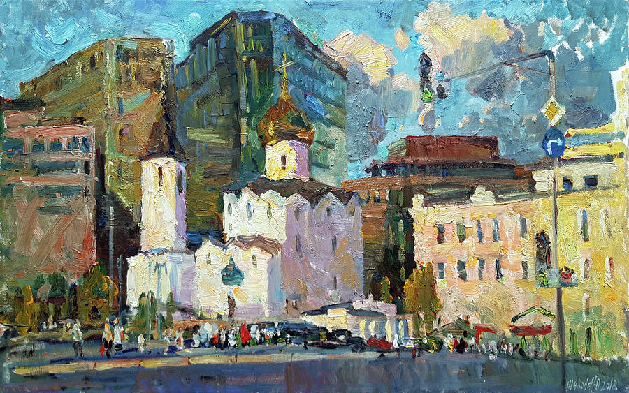 In the center of a big city Painting by Juliya Zhukova