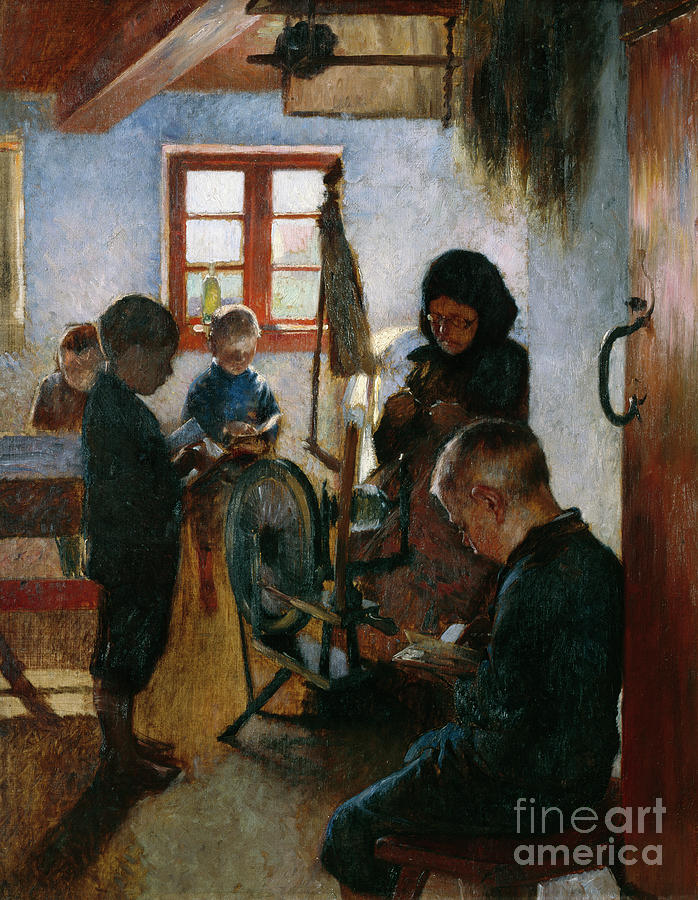 In the city school, 1884 Painting by O Vaering by Oscar Bjorck