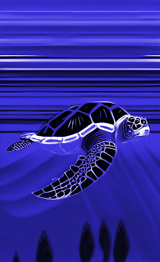 In the Deep Blue Sea -Turtle Digital Art by Ronald Mills