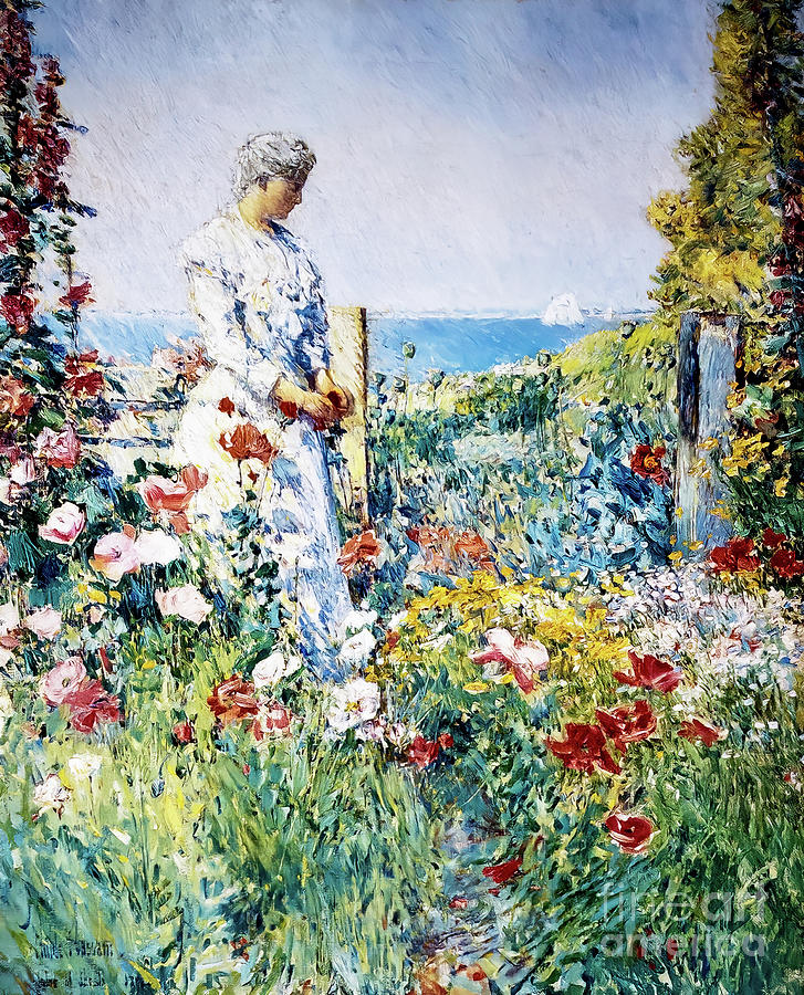 In the Garden by Childe Hassam 1892 Painting by Childe Hassam