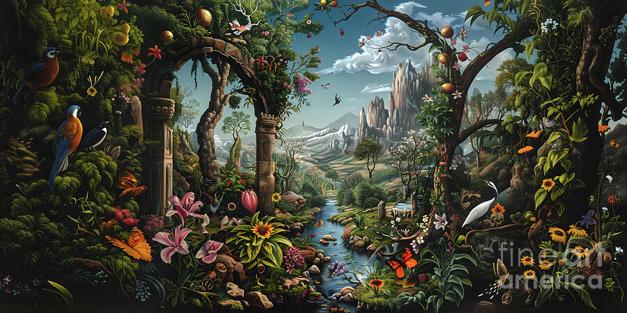 Greek Digital Art - In The Gardens of Eden by Peter Awax