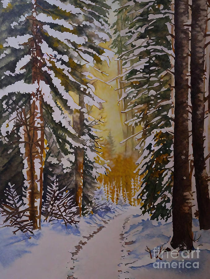 Winter Painting - In the golden sunshine Painting seasons sunshine winter winter l by N Akkash