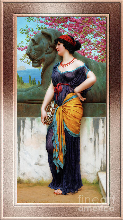 In The Grove Of The Temple Of Isis by John William Godward Remastered Xzendor7 Fine Art Reproduction Painting by Rolando Burbon