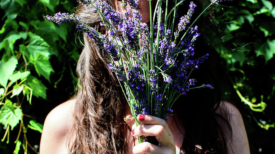 In The Lavender Flowers Portrait Photograph