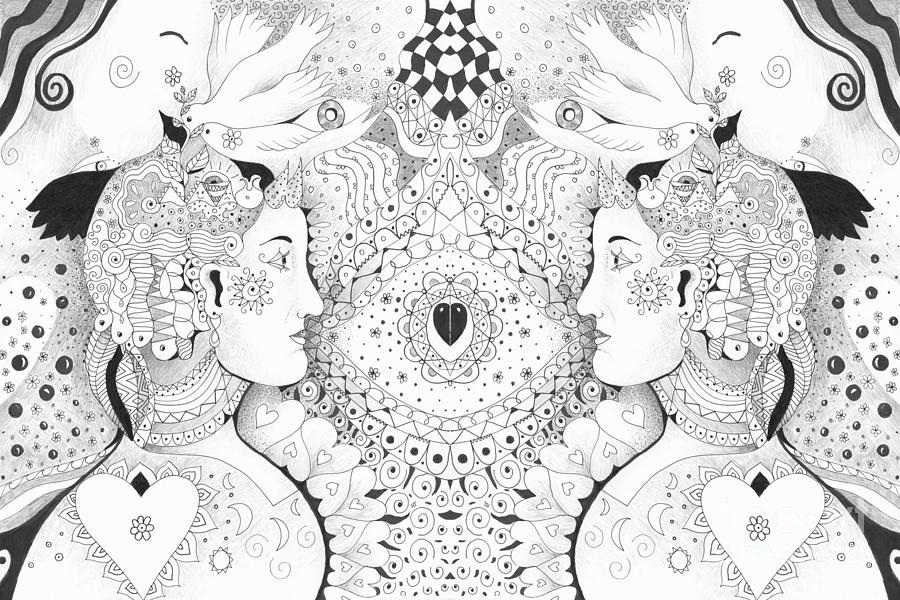 In The Middle Of It All - Arrangement 1 Drawing by Helena Tiainen In The Middle Of It All - Arrangement 1 Drawing by Helena Tiainen