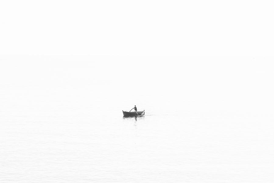 In the middle of the sea, black and white Photograph by Mirko Chessari