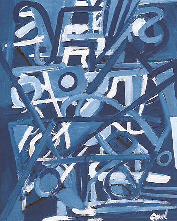 Abstract Painting - In The Midst of Blues by Olivia Dickerson Abstract Painting - In The Midst of Blues by Olivia Dickerson